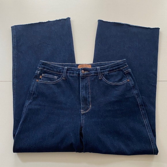 Judy Blue Wide Leg Raw Hem Jeans Dark Wash Size 15/32 - Picture 4 of 16